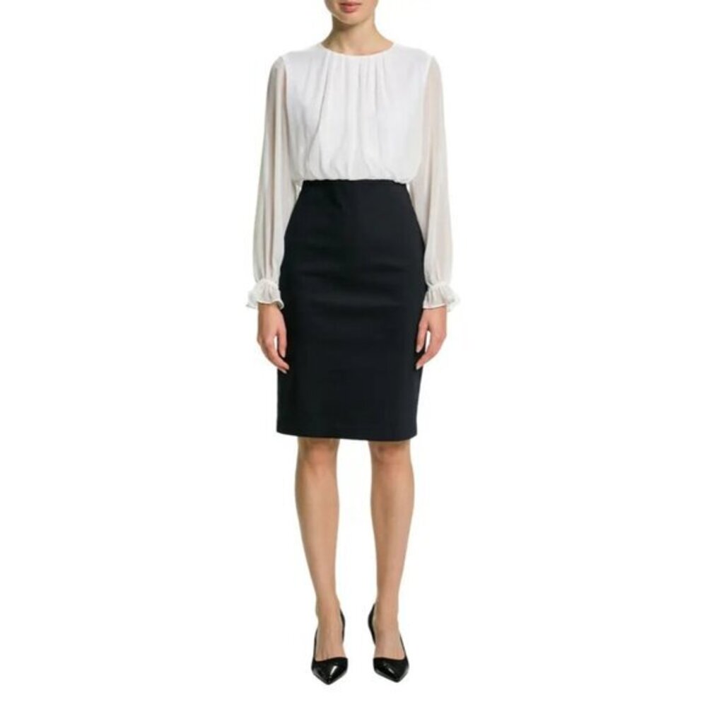 TED BAKER Lizzata Dark Navy Blue White Long Sleeve Dress SZ 3 TED / 8-10 US NEW